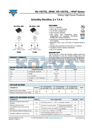 15CTQ035SPBF_10 datasheet - Schottky Rectifier, 2 x 7.5 A