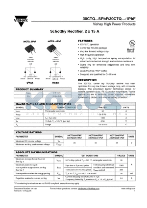 30CTQ035-1PBF datasheet - Schottky Rectifier, 2 x 15 A