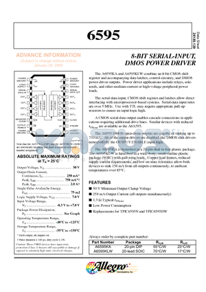 A6595KA datasheet - 8-BIT SERIAL-INPUT, DMOS POWER DRIVER