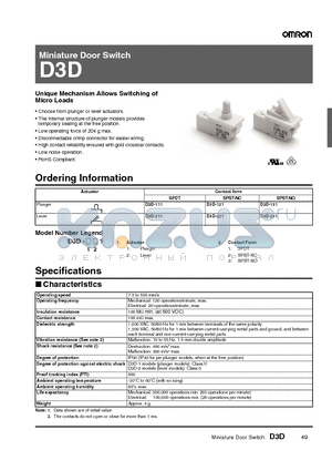 D3D-121 datasheet - Miniature Door Switch