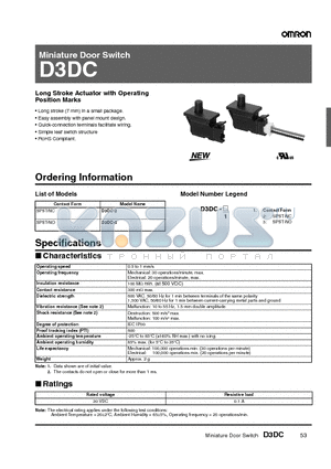 D3DC-3 datasheet - Miniature Door Switch