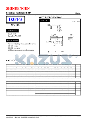 D3FP3 datasheet - Schottky Rectifiers (SBD) (30V 3A)
