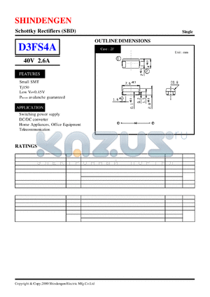 D3FS4A datasheet - Schottky Rectifiers (SBD) (40V 2.6A)