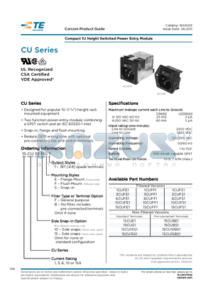 15CU10BS1 datasheet - Compact 1U Height Switched Power Entry Module