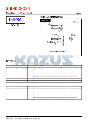 D3FS6 datasheet - Schottky Rectifiers (SBD) (60V 3A)