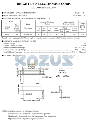 BL-L23G1 datasheet - SURFACE MOUNT CHIP LED LAMPS SPECIFICATION