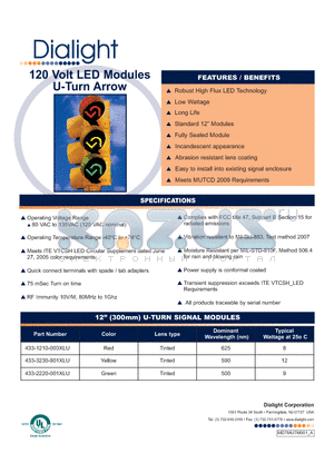 433-1210-003XLU datasheet - 120 Volt LED Modules U-Turn Arrow