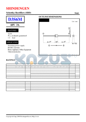 D3S6 datasheet - Schottky Rectifiers (SBD) (60V 3A)