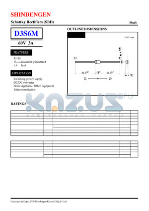 D3S6M datasheet - Schottky Rectifiers (SBD) (60V 3A)