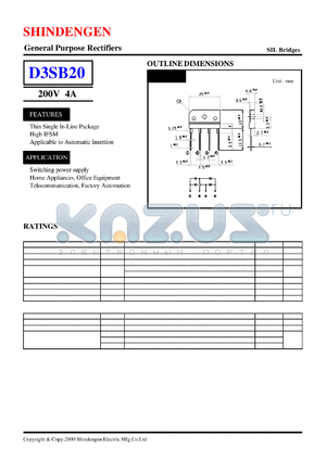 D3SB20 datasheet - General Purpose Rectifiers(200V 4A)