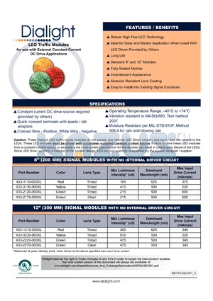 433-2220-000XL datasheet - LED Traffic Modules