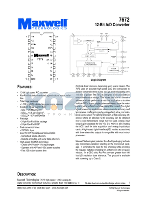 7672 datasheet - 12-Bit A/D Converter