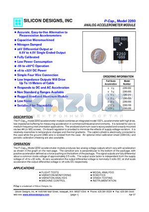 2260-010 datasheet - ANALOG ACCELEROMETER MODULE