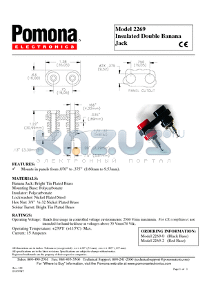 2269 datasheet - Insulated Double Banana Jack