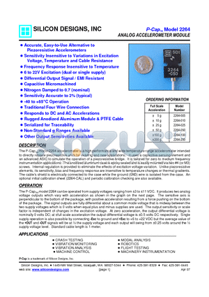 2264-050 datasheet - ANALOG ACCELEROMETER MODULE