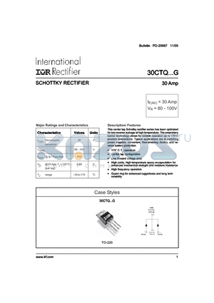 30CTQ80G datasheet - SCHOTTKY RECTIFIER