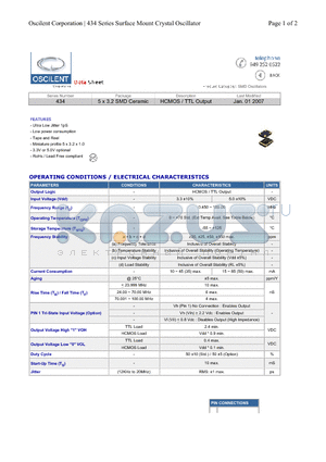 434-12.0M-3DN-TNC datasheet - 5 x 3.2 SMD Ceramic HCMOS / TTL Output