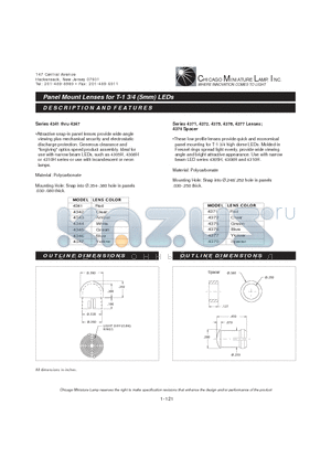 4341 datasheet - Panel Mount Lenses for T-1 3/4 (5mm) LEDs