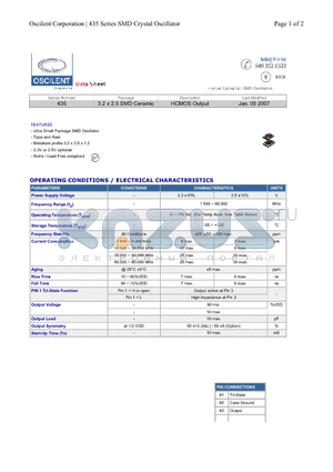 435-12.0M-3DD-TTS datasheet - 3.2 x 2.5 SMD Ceramic HCMOS Output