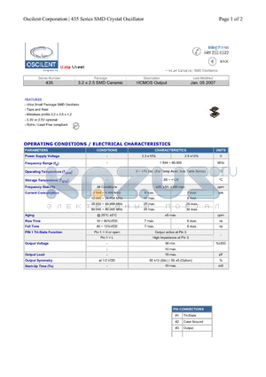 435-12.0M-6ED-TTS datasheet - 3.2 x 2.5 SMD Ceramic HCMOS Output