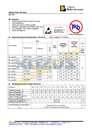 BL-L48UWC datasheet - Helmut Type LED lamp