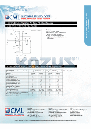 4361H3 datasheet - High Brite Tri-Color T-1 3/4 LED Lamps