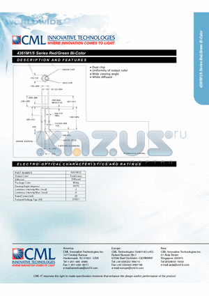 4361M1 datasheet - Red/Green Bi-Color