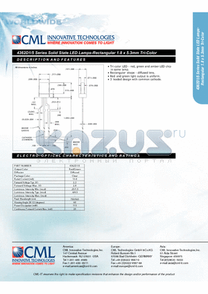 4362D1 datasheet - Solid State LED Lamps-Rectangular 1.8 x 5.3mm Tri-Color