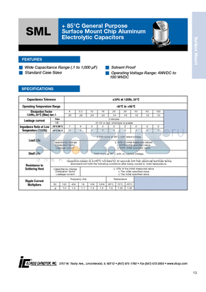 226SML016MD4 datasheet - 85`C General Purpose Surface Mount Chip Aluminum Electrolytic Capacitors