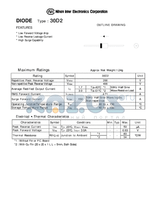 30D2 datasheet - LOW FORWARD VOLTAGE DROP