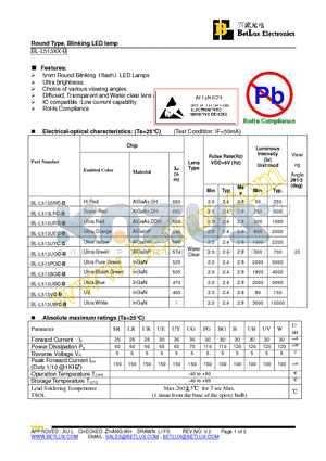 BL-L513UGC-B datasheet - Round Type, Blinking LED lamp