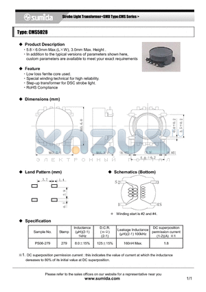 CMS5D28 datasheet - Strobe Light Transformer