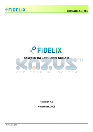 CMS6416LAF datasheet - 64M(4Mx16) Low Power SDRAM