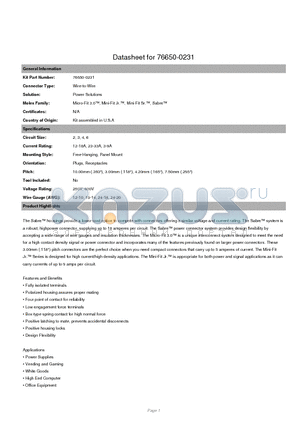 43645-0400 datasheet - Plugs, Receptacles