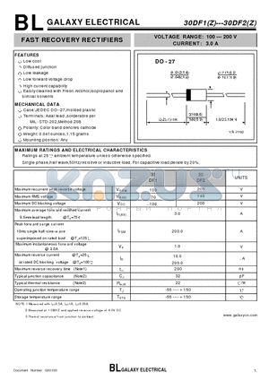 30DF1 datasheet - FAST RECOVERY RECTIFIERS