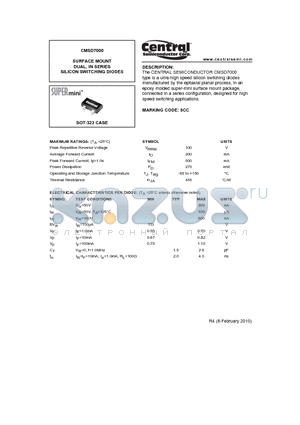 CMSD7000_10 datasheet - SURFACE MOUNT DUAL, IN SERIES SILICON SWITCHING DIODES