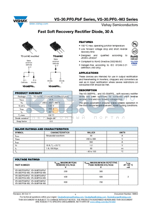 30EPF02PBF_13 datasheet - Fast Soft Recovery Rectifier Diode, 30 A