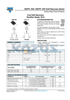 30EPF12 datasheet - Fast Soft Recovery Rectifier Diode, 30 A