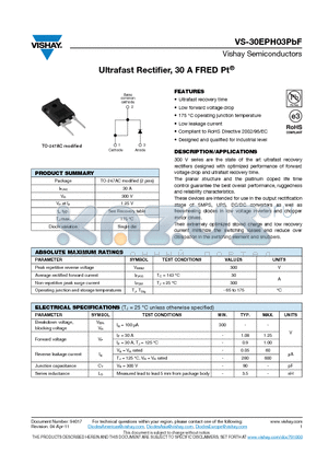 30EPH03PBF datasheet - Ultrafast Rectifier, 30 A FRED Pt