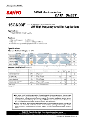 15GN03F datasheet - VHF High-frequency Amplifier Applications