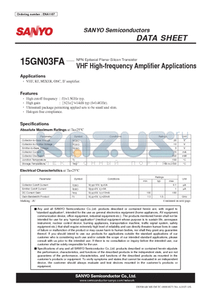 15GN03FA datasheet - VHF High-frequency Amplifier Applications