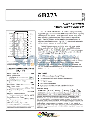 A6B273KLW-T datasheet - 8-BIT LATCHED DMOS POWER DRIVER