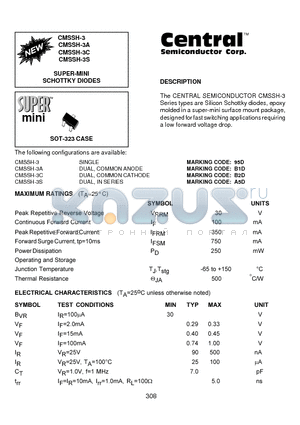 CMSSH-3 datasheet - SUPER-MINI SCHOTTKY DIODES