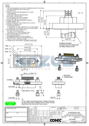 15K1A265 datasheet - D-SUB MALE HD