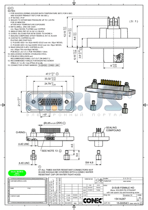 15K1A267 datasheet - D-SUB FEMALE HD