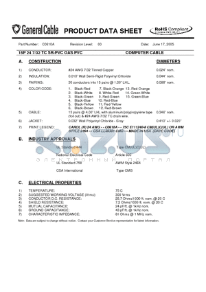 C0610A datasheet - COMPUTER CABLE