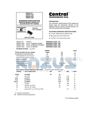 CMSSH-3SE datasheet - ENHANCED SPECIFICATION SURFACE MOUNT, SUPERmini SILICON SCHOTTKY DIODES