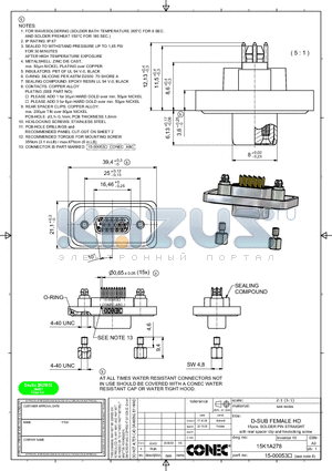 15K1A278 datasheet - D-SUB FEMALE HD