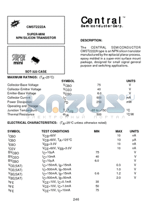 CMST2222A datasheet - SUPER-MINI NPN SILICON TRANSISTOR