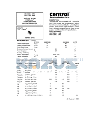 CMST3906 datasheet - SURFACE MOUNT SUPERmini COMPLEMENTARY SILICON TRANSISTOR